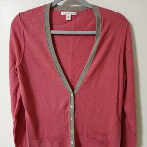 Banana Republic Pink/Taupe Wool Blend V-Neck Cardigan sz L